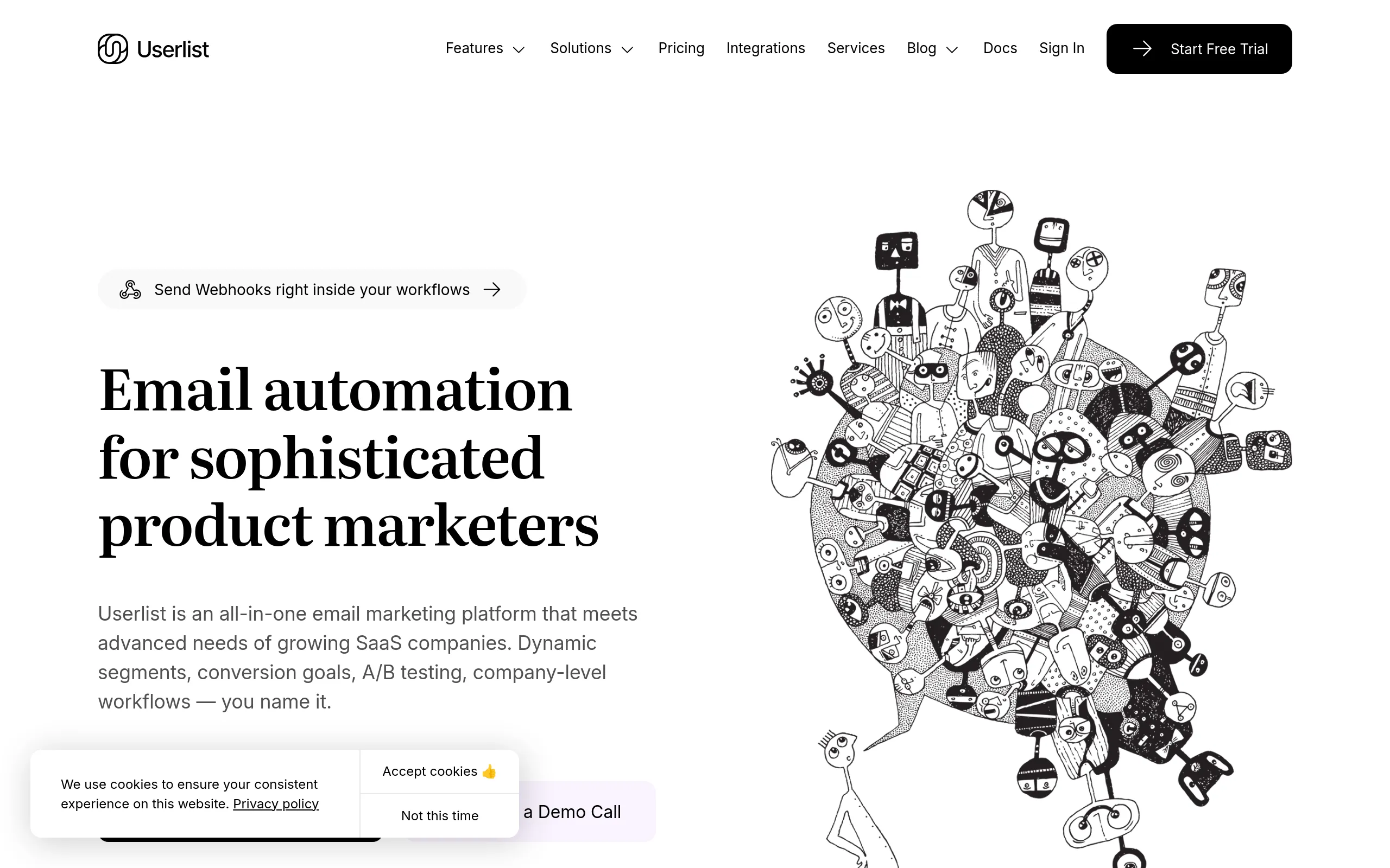 Userlist homepage screenshot